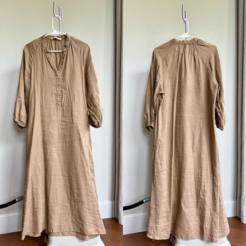 ZARA Linen Midi Dress | Size XS